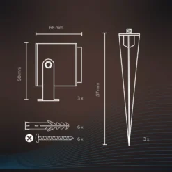 Calex Smart Outdoor Spotlight, Erdspieß, 3er-Set -Heimbeleuchtung 10011429 2