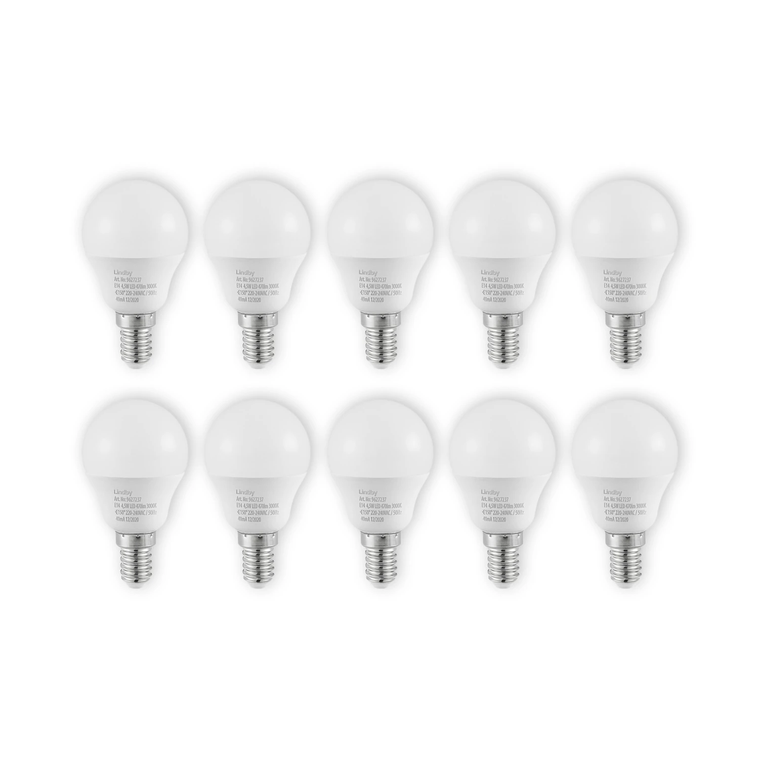 Lindby LED-Lampe E14 G45 4,5W 3.000K Opal 10er-Set 1 Lindby LED-Lampe E14 G45 4,5W 3.000K Opal 10er-Set