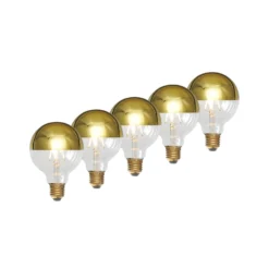 Lucande E27 3,8W LED-Kopfspiegellampe G95, 2700K Gold 5er