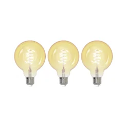 Prios LED-Globe E27 G95 4,9W WLAN Klar Amber, 3er