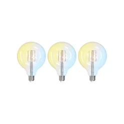 Prios LED-Filamentlampe E27 G125 7W WLAN Klar 3er