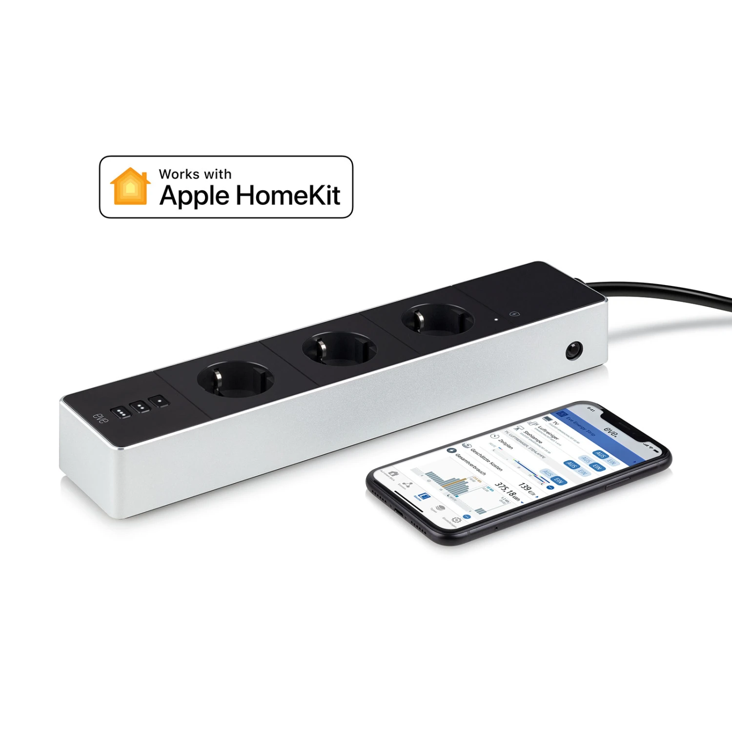 Eve Energy Smart Home Dreifach-Steckdosenleiste EU 2 Eve Energy Smart Home Dreifach-Steckdosenleiste EU – Bild 2
