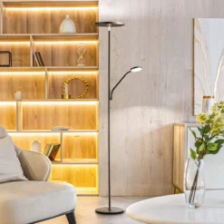 LED-Stehleuchte Fabi Mit Leselampe, Schwarz Matt