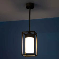 Hängeleuchte Cubic³ 3368 Messing Antik/opal