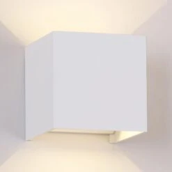 LED-Außenwandleuchte Davos Eckig, Weiß