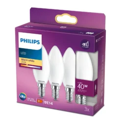 Philips LED-Kerzenlampe E14 B35 4,3W Matt 3er-Pack