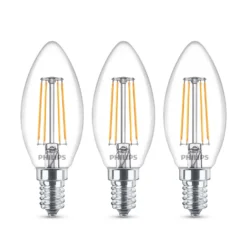 Philips LED-Kerzenlampe E14 B35 4,3W Klar 3er-Pack