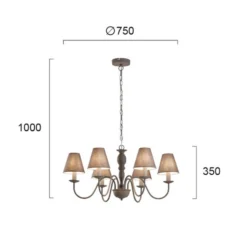 Kronleuchter Fatima, Grau, Sechsflammig -Heimbeleuchtung 9514487 2