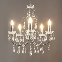 Lucande Kronleuchter Solveig Mit Kristallen, 5-fl., Chrom