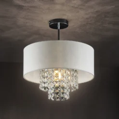 Lindby Estera Deckenleuchte Mit Behang, Weiß -Heimbeleuchtung 9626840 5