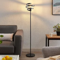 Lindby Colten Stehleuchte, Spirale, Schwarz